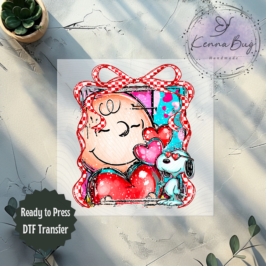 Valentines Charlie, Heart, DTF Transfer, Ready to Press, Shirt Transfer, Heat Transfer, Direct to film Transfer