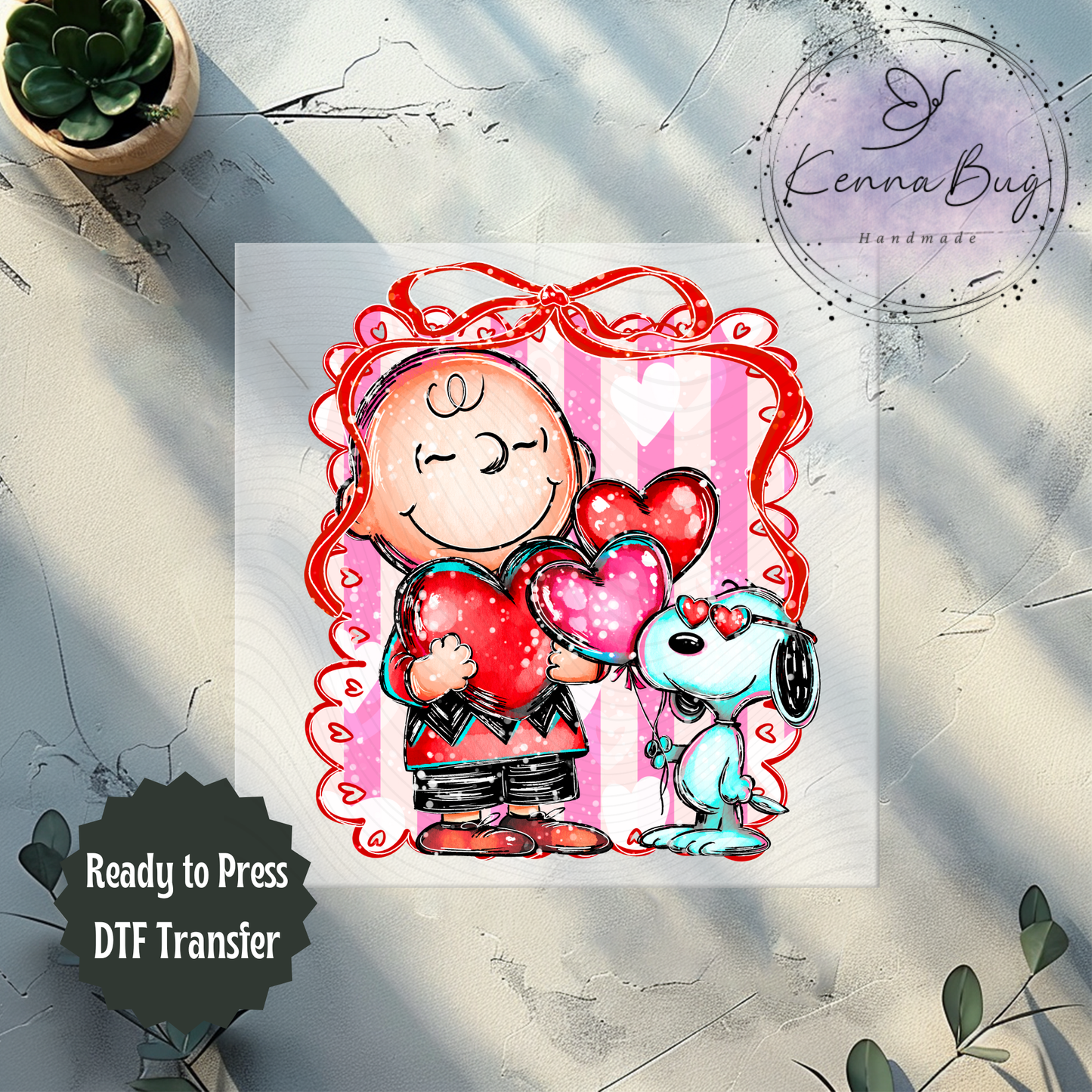 Valentines Charlie, Stripes, DTF Transfer, Ready to Press, Shirt Transfer, Heat Transfer, Direct to film Transfer