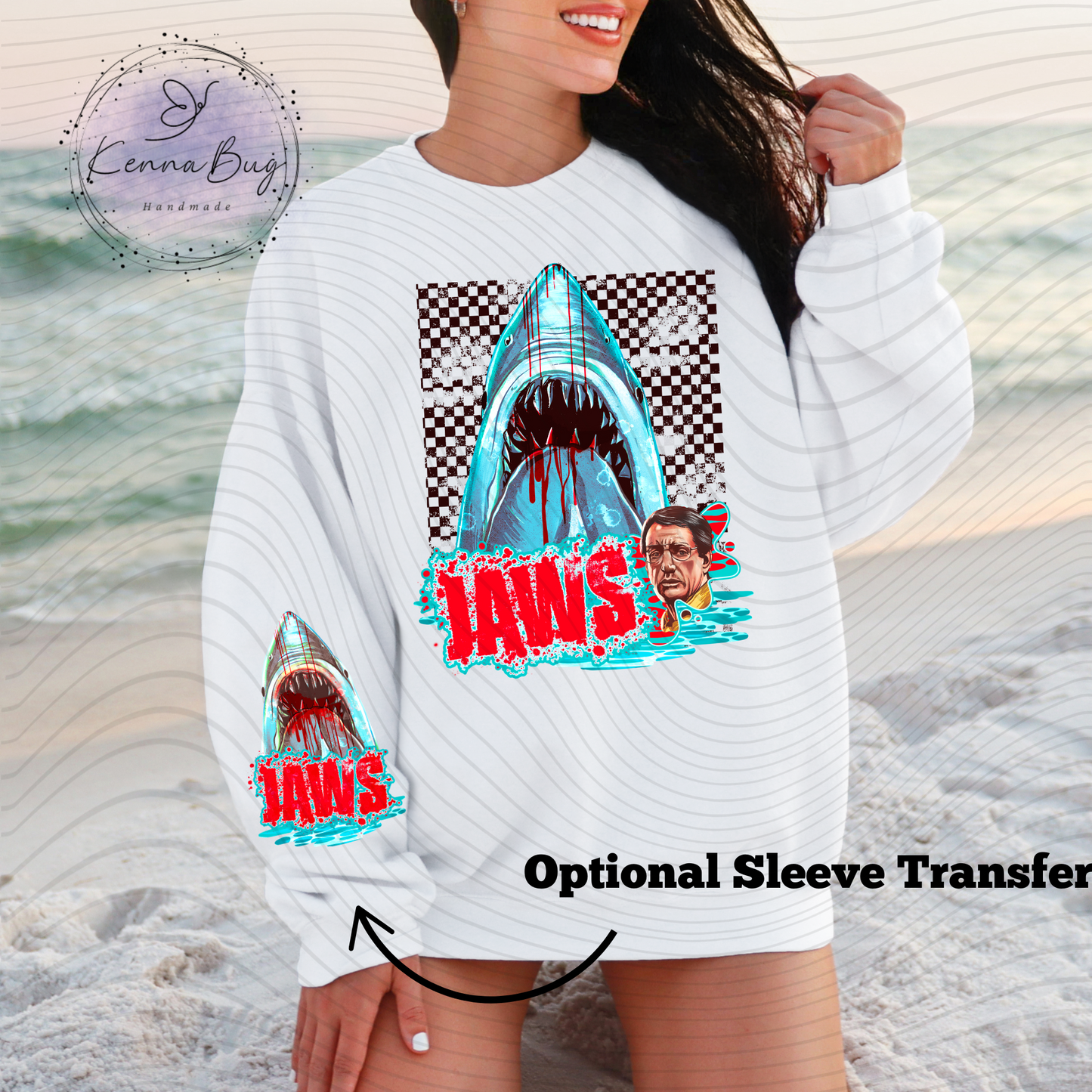 Killer Shark, Checkered, Thriller Movie, DTF Transfer, Ready to Press, Shirt Transfer, Heat Transfer, Direct to film Transfer