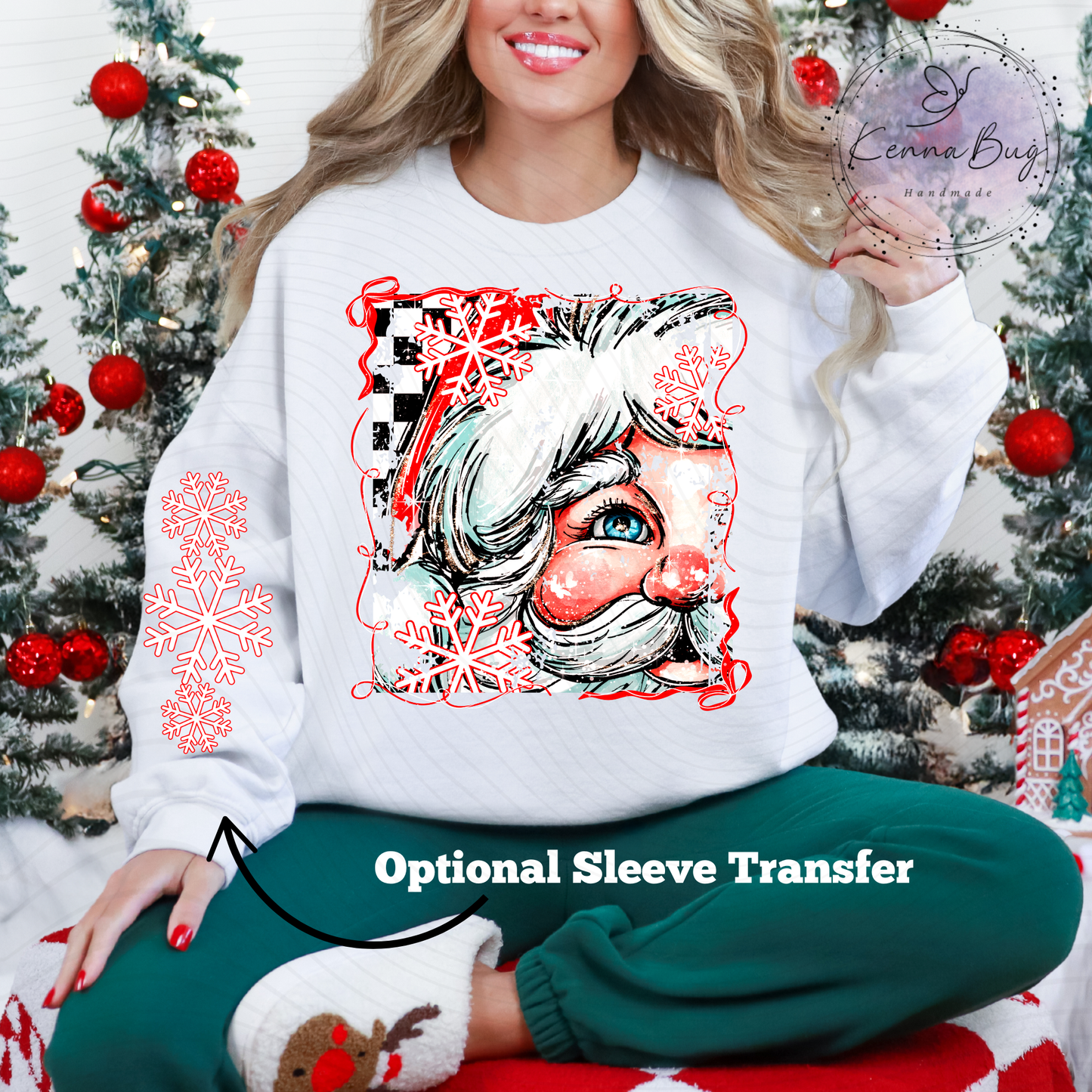 Checkered Santa, Selfie, Christmas, DTF Transfer, Ready to Press, Shirt Transfer, Heat Transfer, Direct to film Transfer