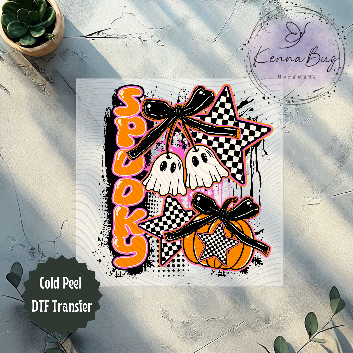 Spooky, Ghost, Checkered, Halloween, DTF Transfer, Ready to Press, Shirt Transfer, Heat Transfer, Direct to film Transfer