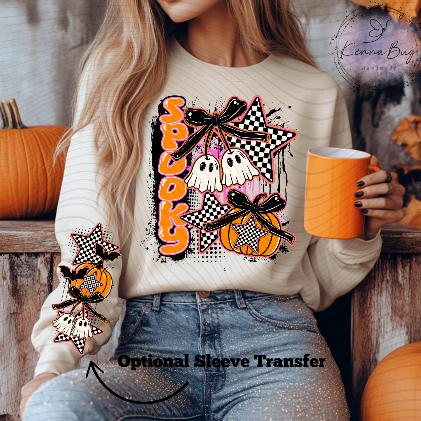 Spooky, Ghost, Checkered, Halloween, DTF Transfer, Ready to Press, Shirt Transfer, Heat Transfer, Direct to film Transfer