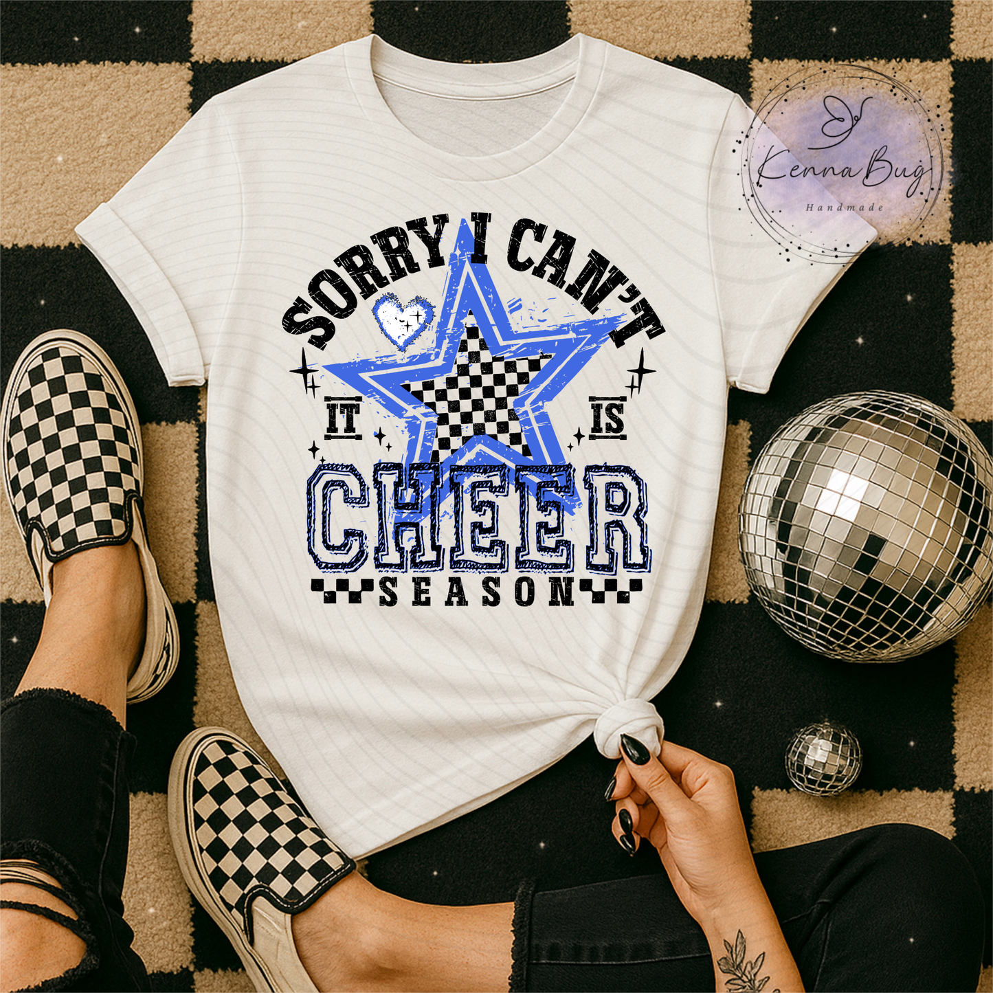Sorry I Can't It Is Cheer Season, Blue, Black, DTF Transfer, Ready to Press, Shirt Transfer, Heat Transfer, Direct to film Transfer