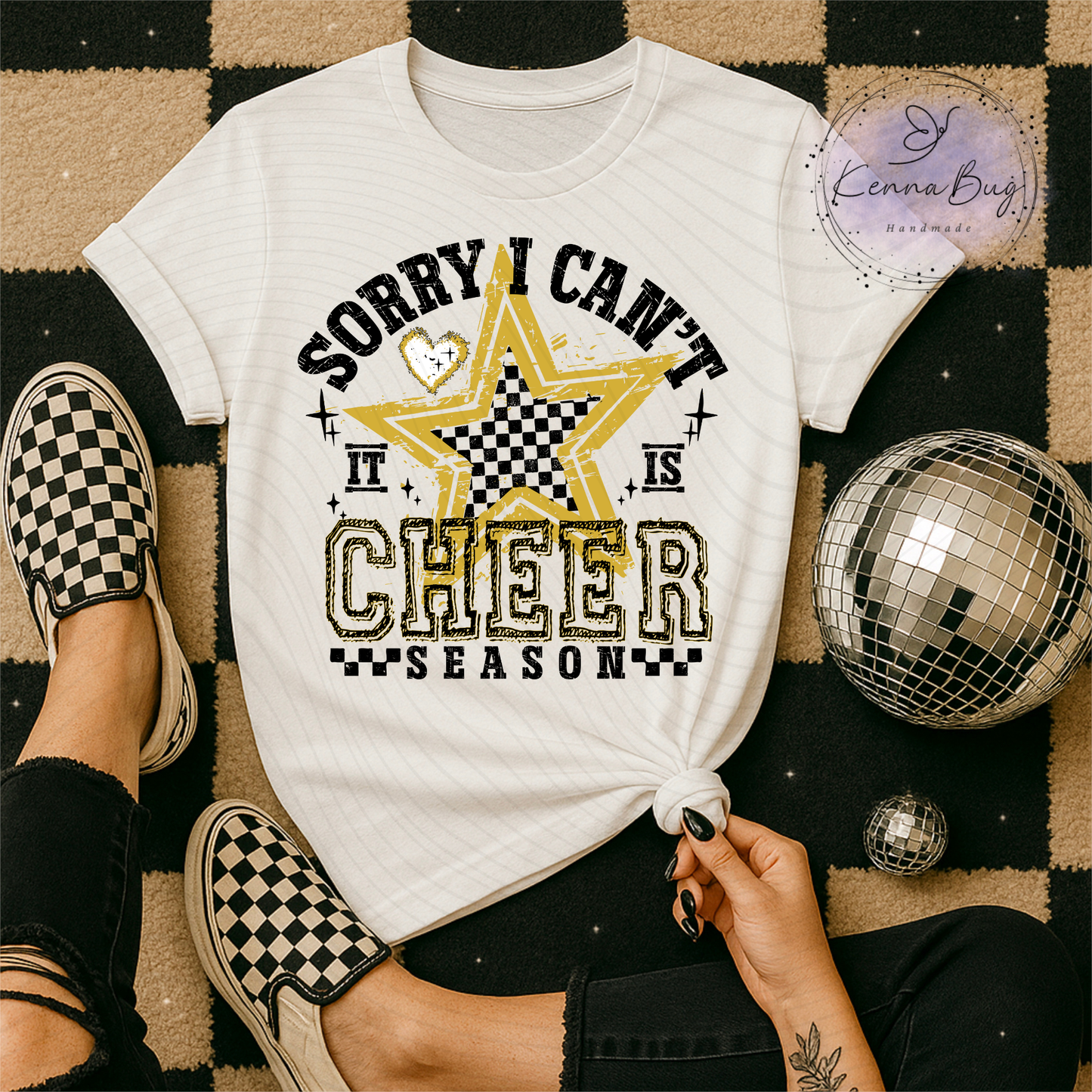 Sorry I Can't It Is Cheer Season, Gold, Black, DTF Transfer, Ready to Press, Shirt Transfer, Heat Transfer, Direct to film Transfer