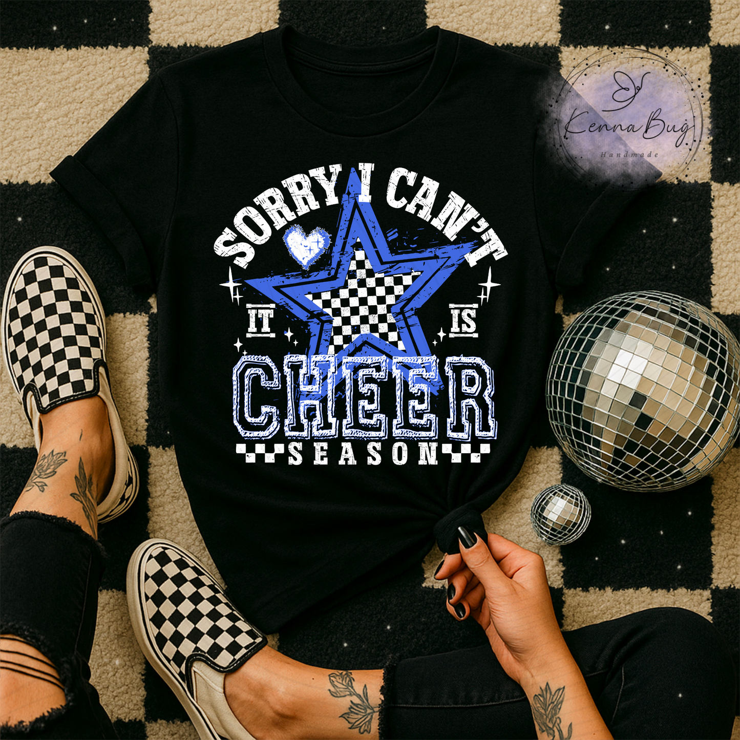 Sorry I Can't It Is Cheer Season, Blue, White, DTF Transfer, Ready to Press, Shirt Transfer, Heat Transfer, Direct to film Transfer