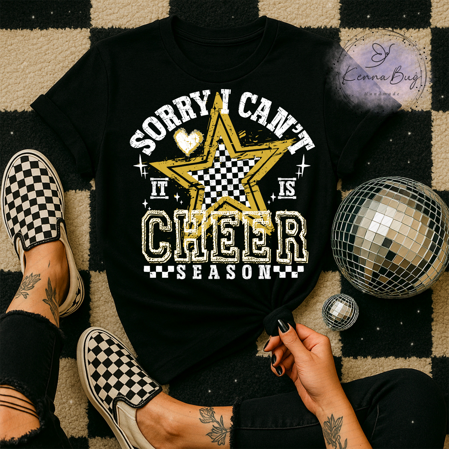 Sorry I Can't It Is Cheer Season, Gold, White, DTF Transfer, Ready to Press, Shirt Transfer, Heat Transfer, Direct to film Transfer