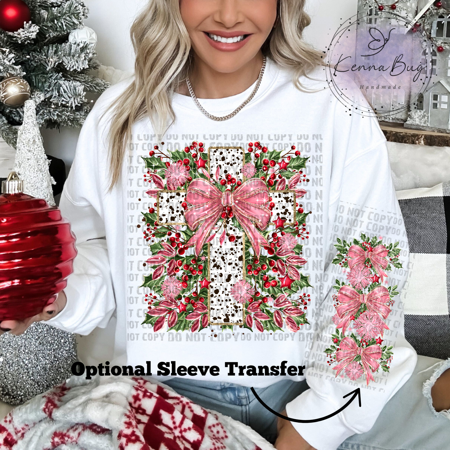 Christmas Cross, DTF Transfer, Ready to Press, Shirt Transfer, Heat Transfer, Direct to film Transfer