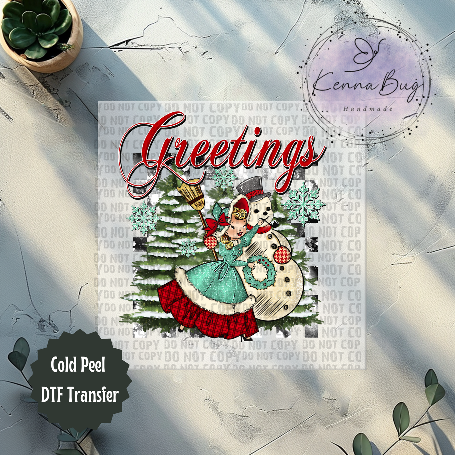 Christmas Greetings, Snowman, Winter, DTF Transfer, Ready to Press, Shirt Transfer, Heat Transfer, Direct to film Transfer