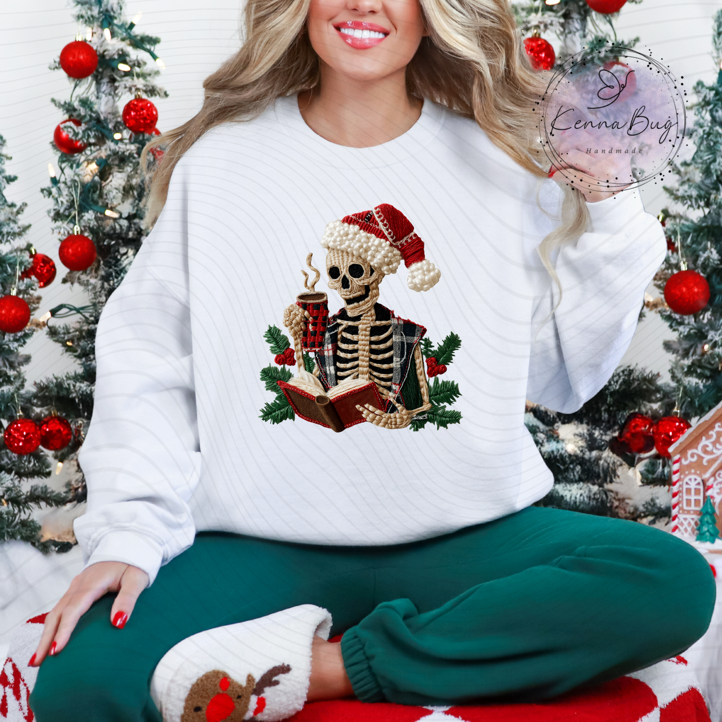 Faux Yarn, Faux Patchwork, Christmas Skeleton, DTF Transfer, Ready to Press, Shirt Transfer, Heat Transfer, Direct to film Transfer