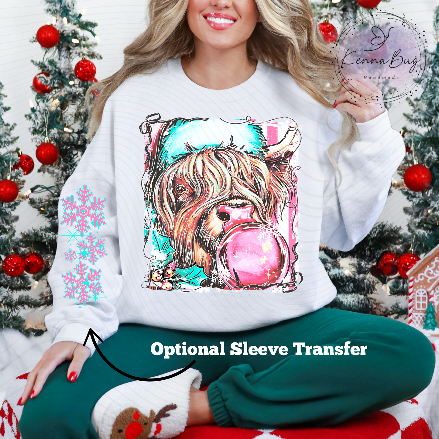 Winter Highland Cow, Selfie, Christmas, DTF Transfer, Ready to Press, Shirt Transfer, Heat Transfer, Direct to film Transfer