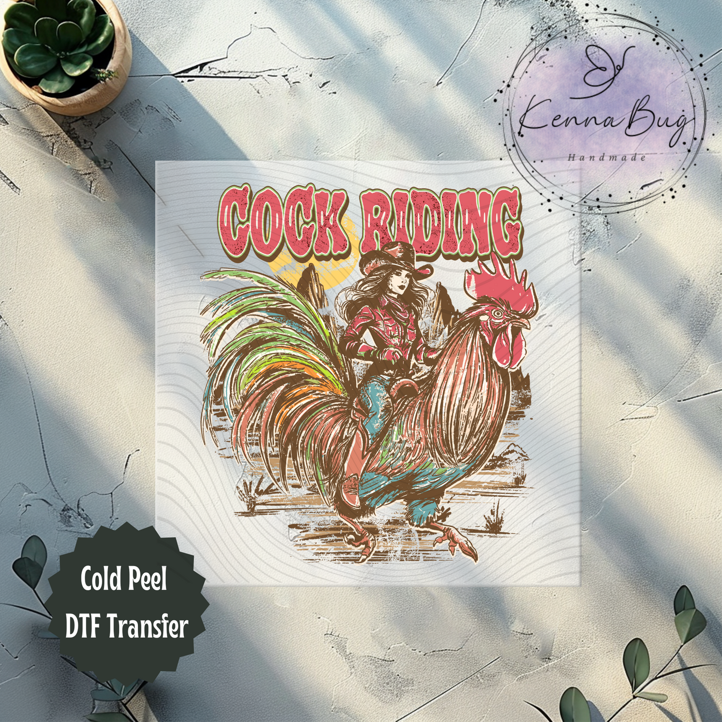 Cock Riding, Rooster, Western, Humor, Funny, DTF Transfer, Ready to Press, Shirt Transfer, Heat Transfer, Direct to film Transfer