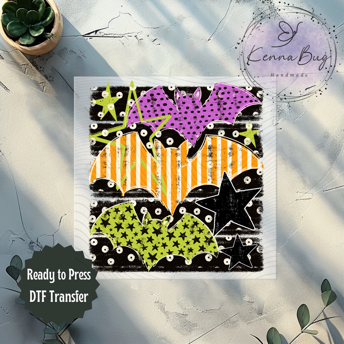 Colorful Bats, Halloween, DTF Transfer, Ready to Press, Shirt Transfer, Heat Transfer, Direct to film Transfer