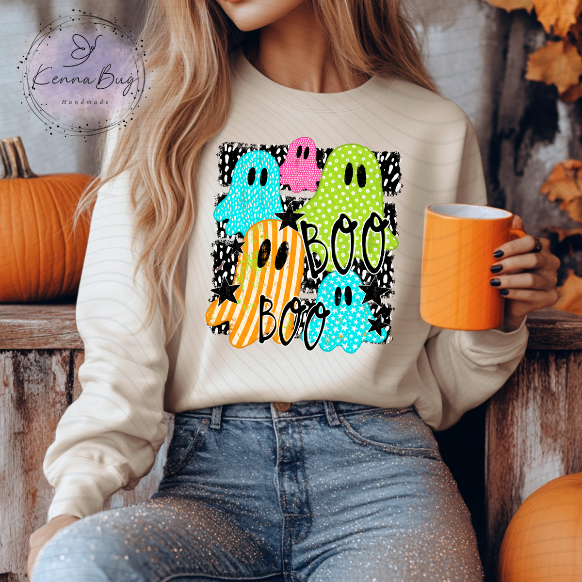 Colorful Ghosts, Halloween, DTF Transfer, Ready to Press, Shirt Transfer, Heat Transfer, Direct to film Transfer