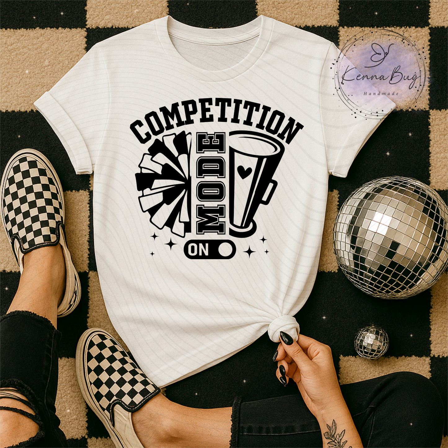 Competition Mode On, Cheer, Cheerleading, Black, DTF Transfer, Ready to Press, Shirt Transfer, Heat Transfer, Direct to film Transfer