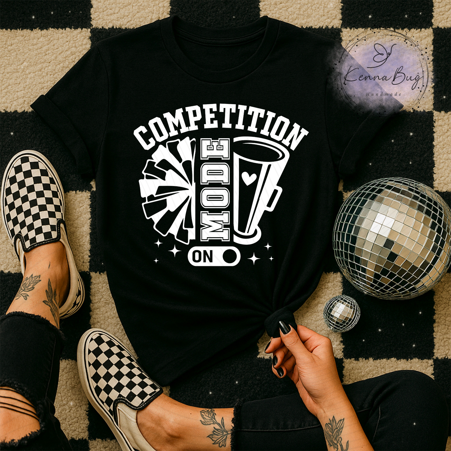 Competition Mode On, Cheer, Cheerleading, White, DTF Transfer, Ready to Press, Shirt Transfer, Heat Transfer, Direct to film Transfer