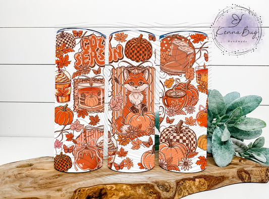 Cozy Season, Fall Fox, Pumpkins, Sublimation Tumbler Transfer, 20 oz Tumbler Wrap, Ready to press, Heat Transfer, Sublimation Cup Wrap