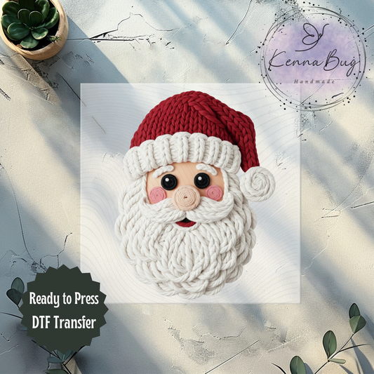 Faux Yarn, Christmas Santa, DTF Transfer, Ready to Press, Shirt Transfer, Heat Transfer, Direct to film Transfer