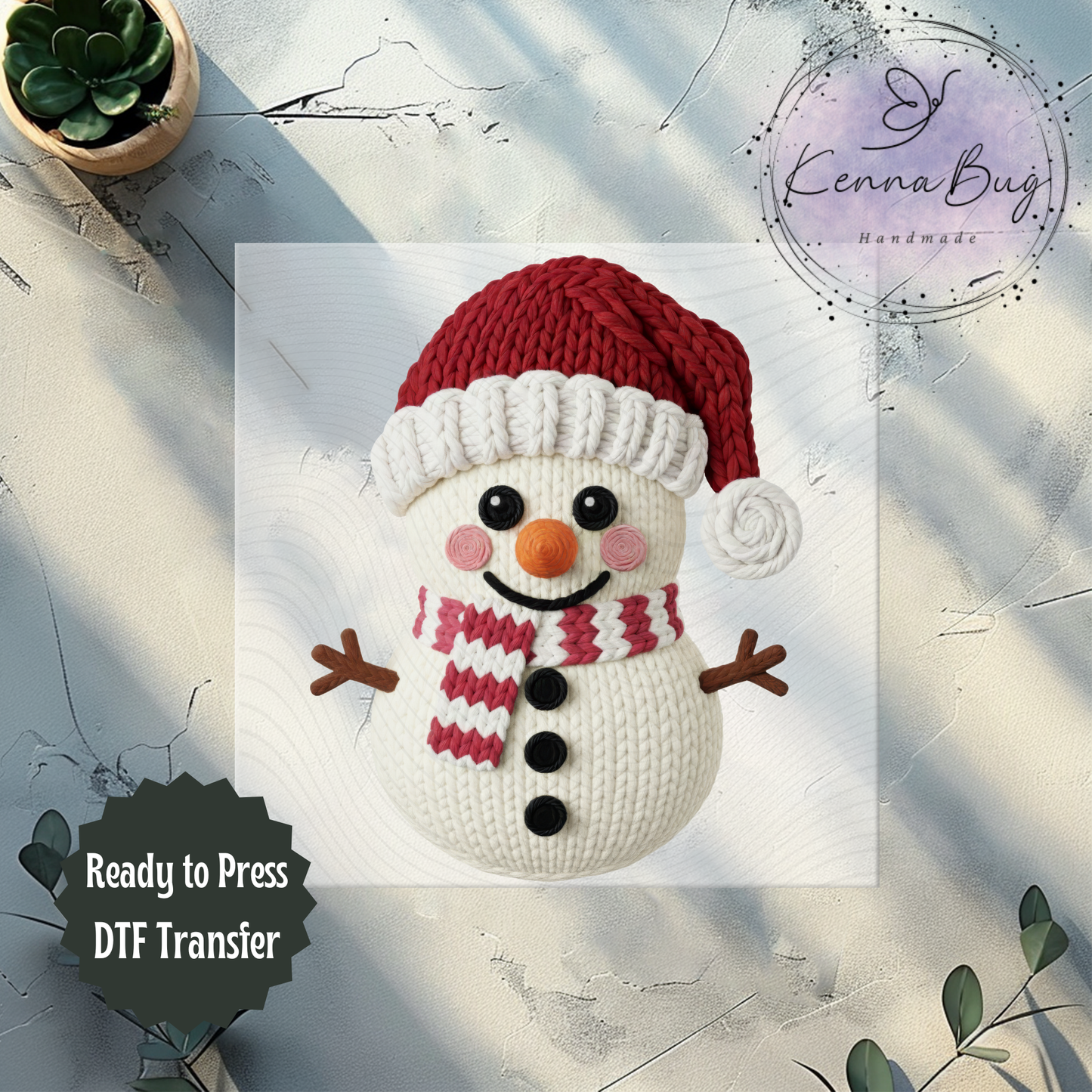 Faux Yarn, Christmas Snowman, DTF Transfer, Ready to Press, Shirt Transfer, Heat Transfer, Direct to film Transfer