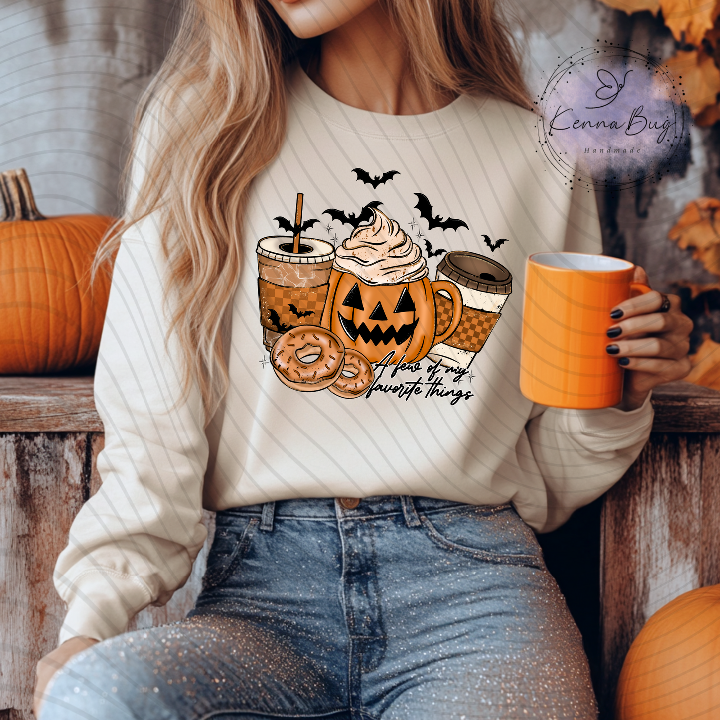 A Few of my Favorite Things, Halloween, Fall, Pumpkin, Coffee, Donut, DTF Transfer, Ready to Press, Shirt Transfer, Heat Transfer, Direct to film Transfer