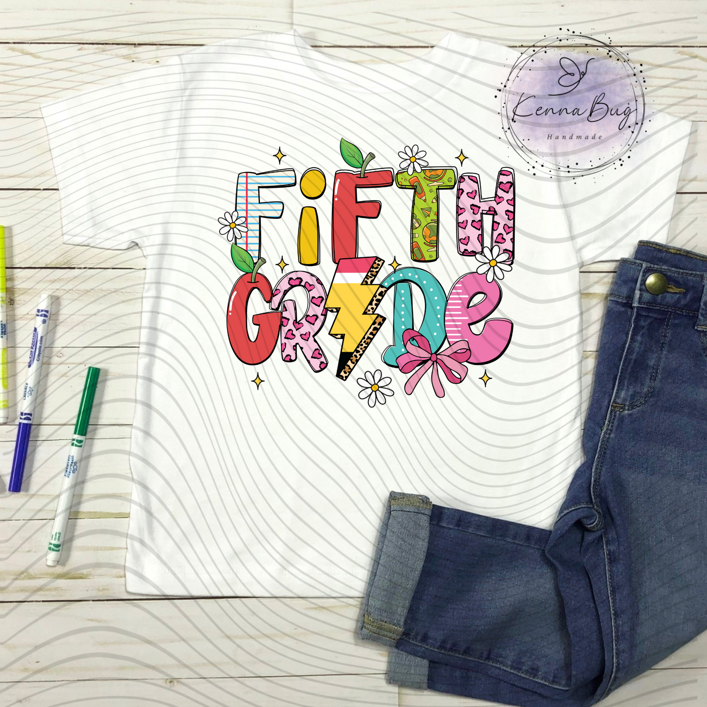 Fifth Grade, 5th Grade, Back to School, DTF Transfer, Ready to Press, Shirt Transfer, Heat Transfer, Direct to film Transfer