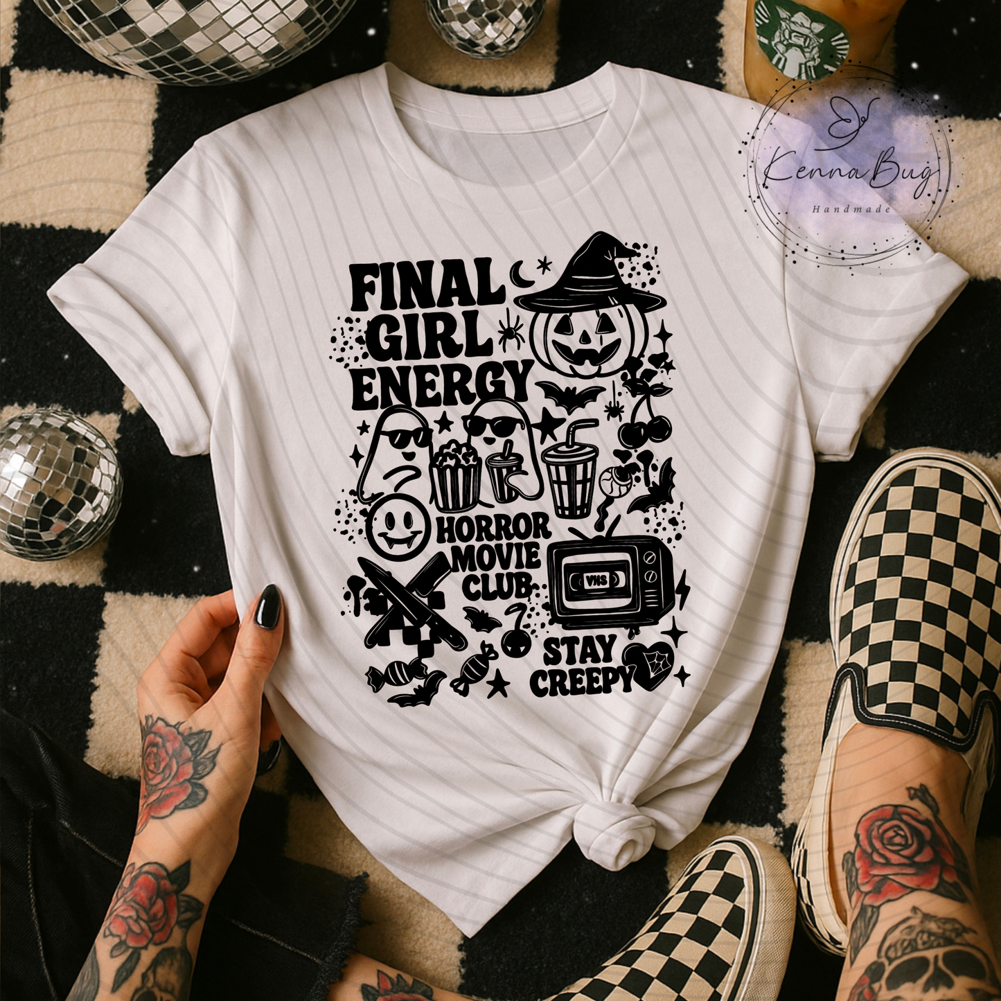 Final Girl Energy, Horror Movie Club, Stay Creepy, Halloween, Black, DTF Transfer, Ready to Press, Shirt Transfer, Heat Transfer, Direct to film Transfer