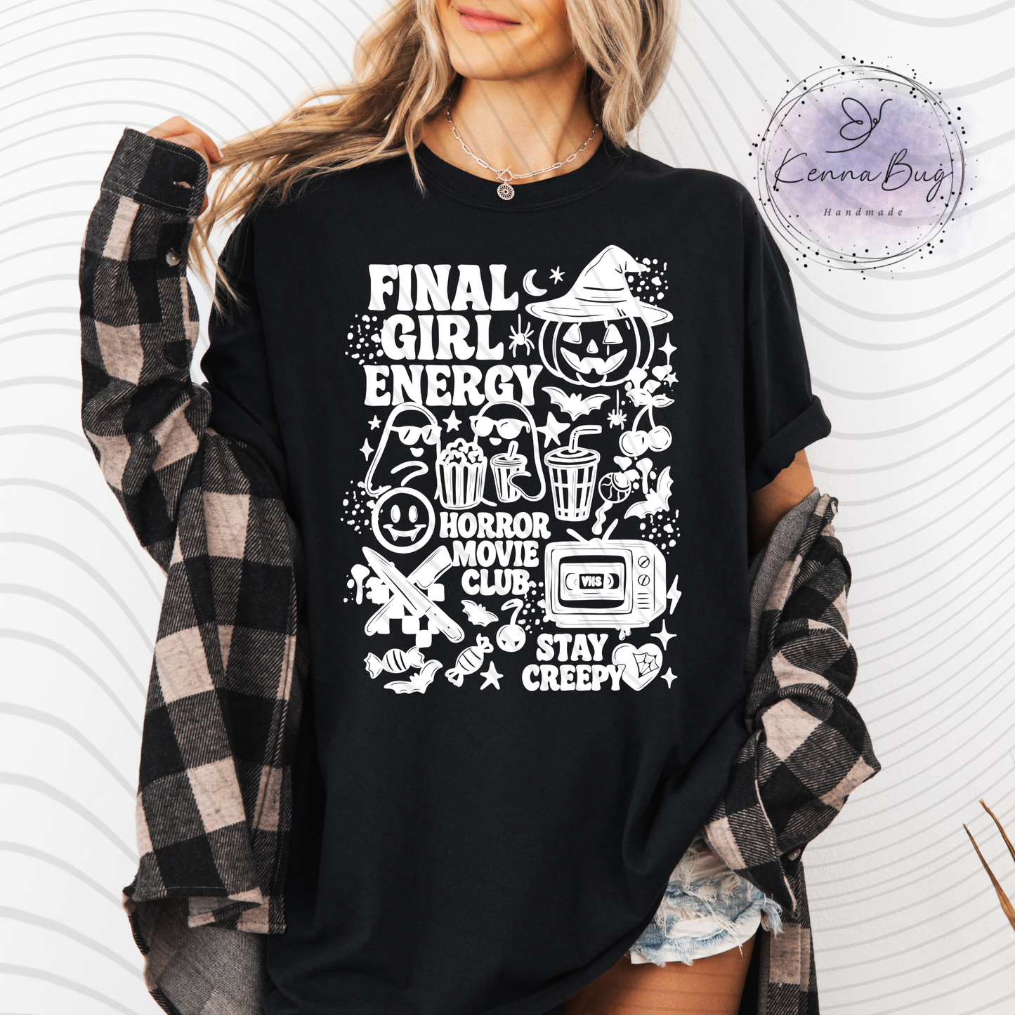 Final Girl Energy, Horror Movie Club, Stay Creepy, Halloween, White, DTF Transfer, Ready to Press, Shirt Transfer, Heat Transfer, Direct to film Transfer