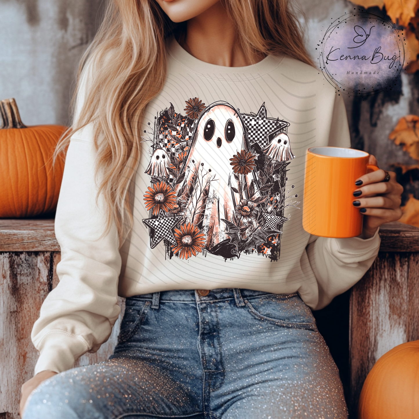 Floral, Boo, Ghost, Checkered, Halloween, DTF Transfer, Ready to Press, Shirt Transfer, Heat Transfer, Direct to film Transfer