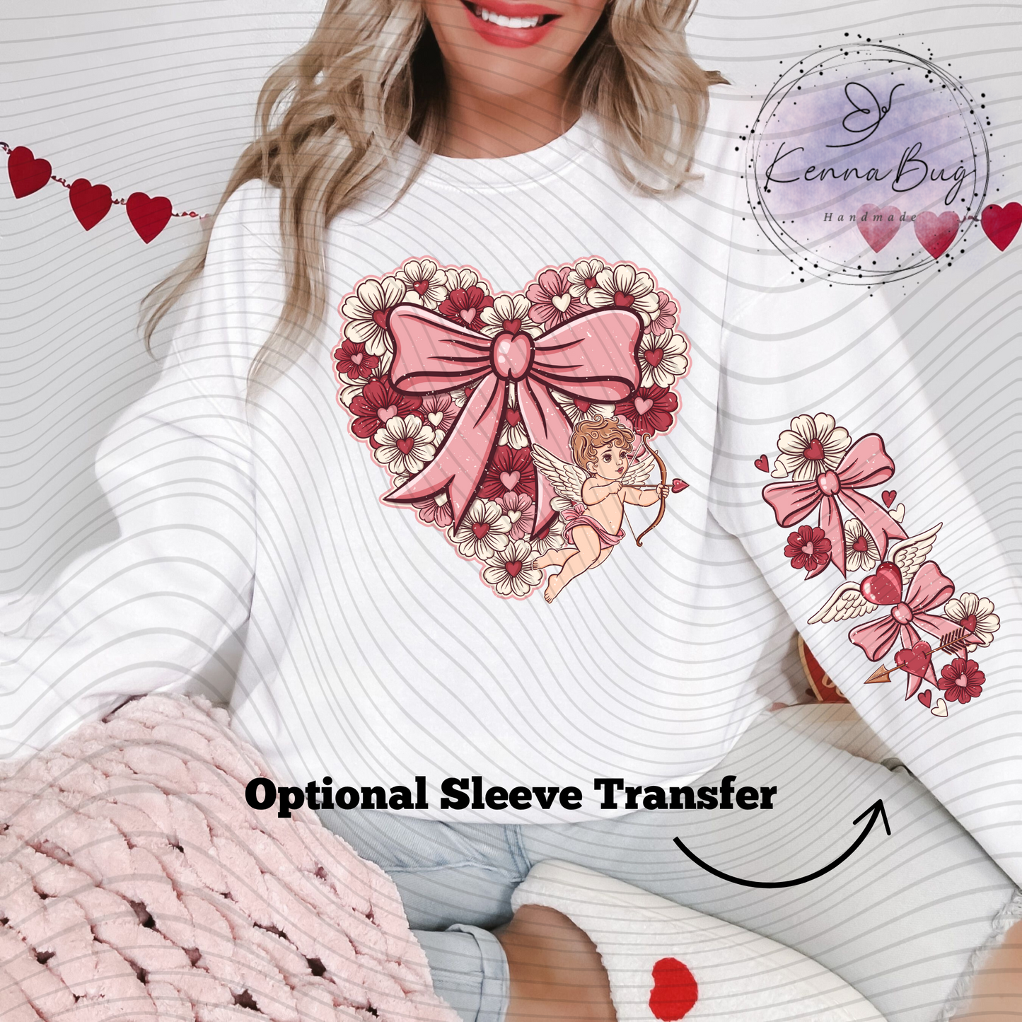 Floral Heart with Cupid, Valentines Day, DTF Transfer, Ready to Press, Shirt Transfer, Heat Transfer, Direct to film Transfer