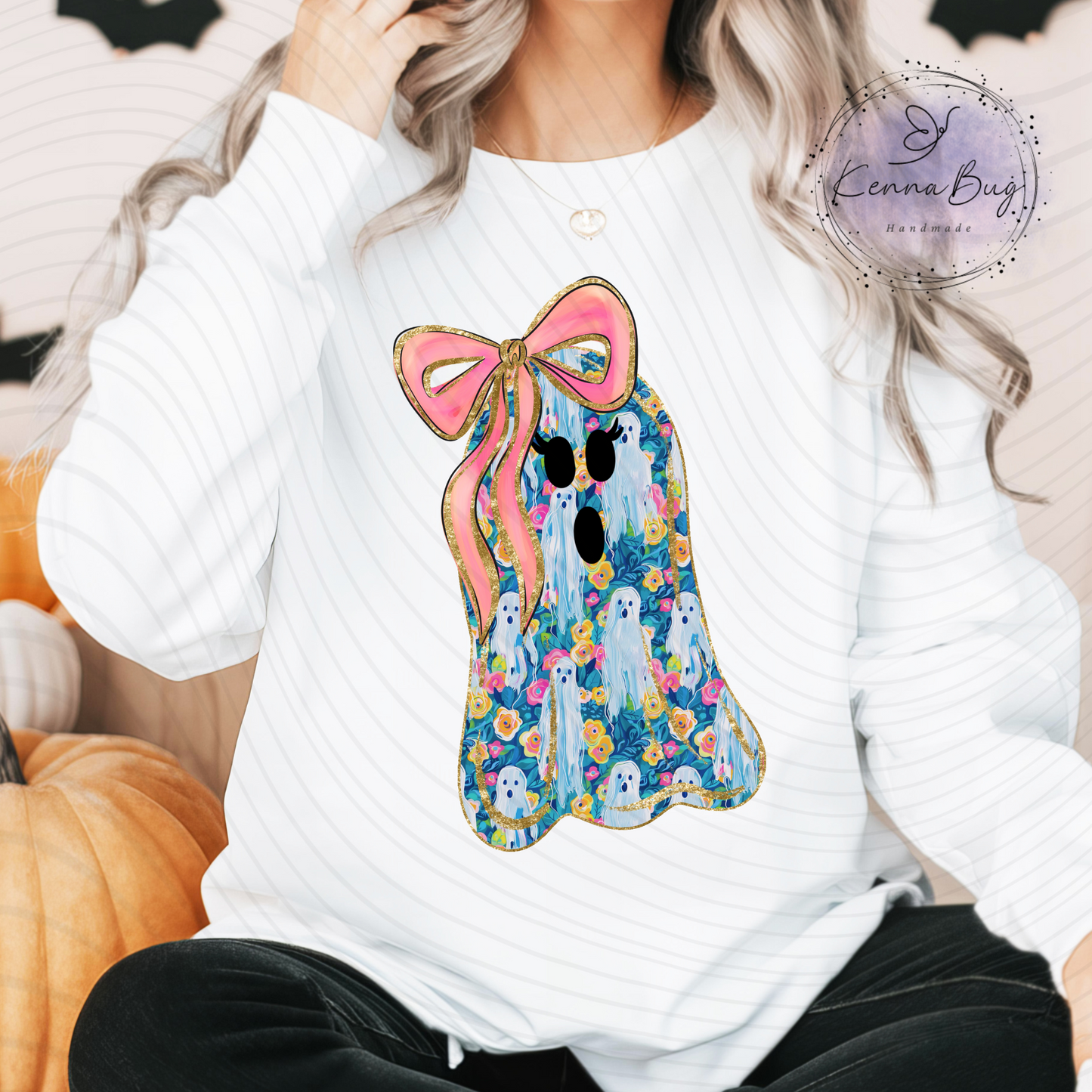 Floral Preppy Ghost, Halloween, DTF Transfer, Ready to Press, Shirt Transfer, Heat Transfer, Direct to film Transfer