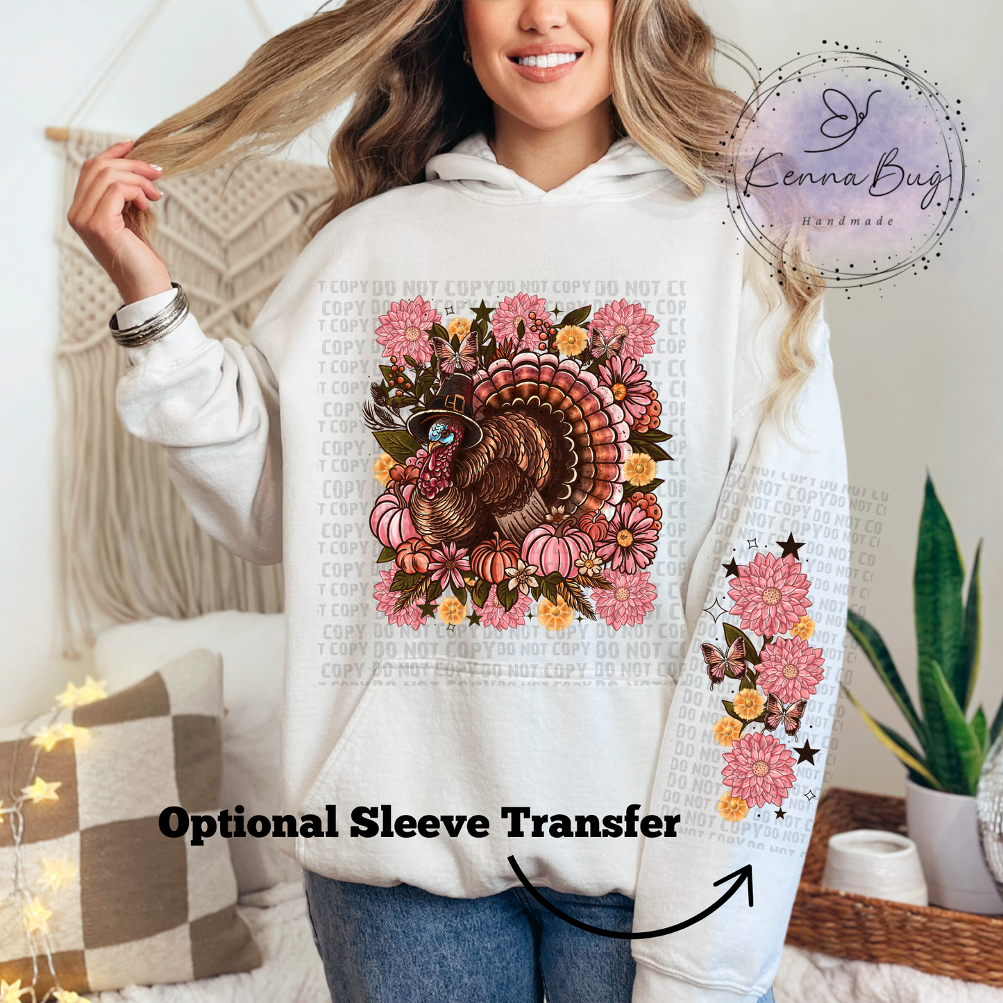 Floral Turkey, Thanksgiving, DTF Transfer, Ready to Press, Shirt Transfer, Heat Transfer, Direct to film Transfer