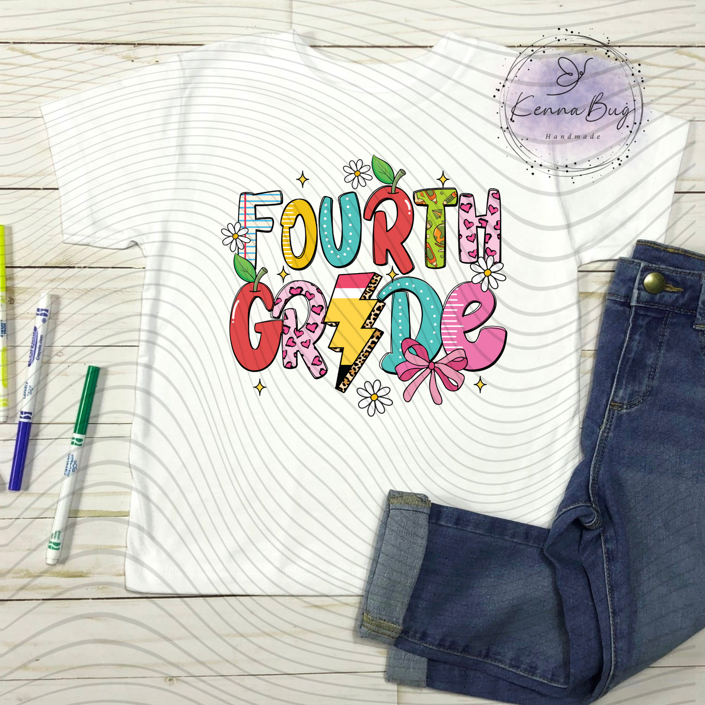 Fourth Grade, 4th Grade, Back to School, DTF Transfer, Ready to Press, Shirt Transfer, Heat Transfer, Direct to film Transfer