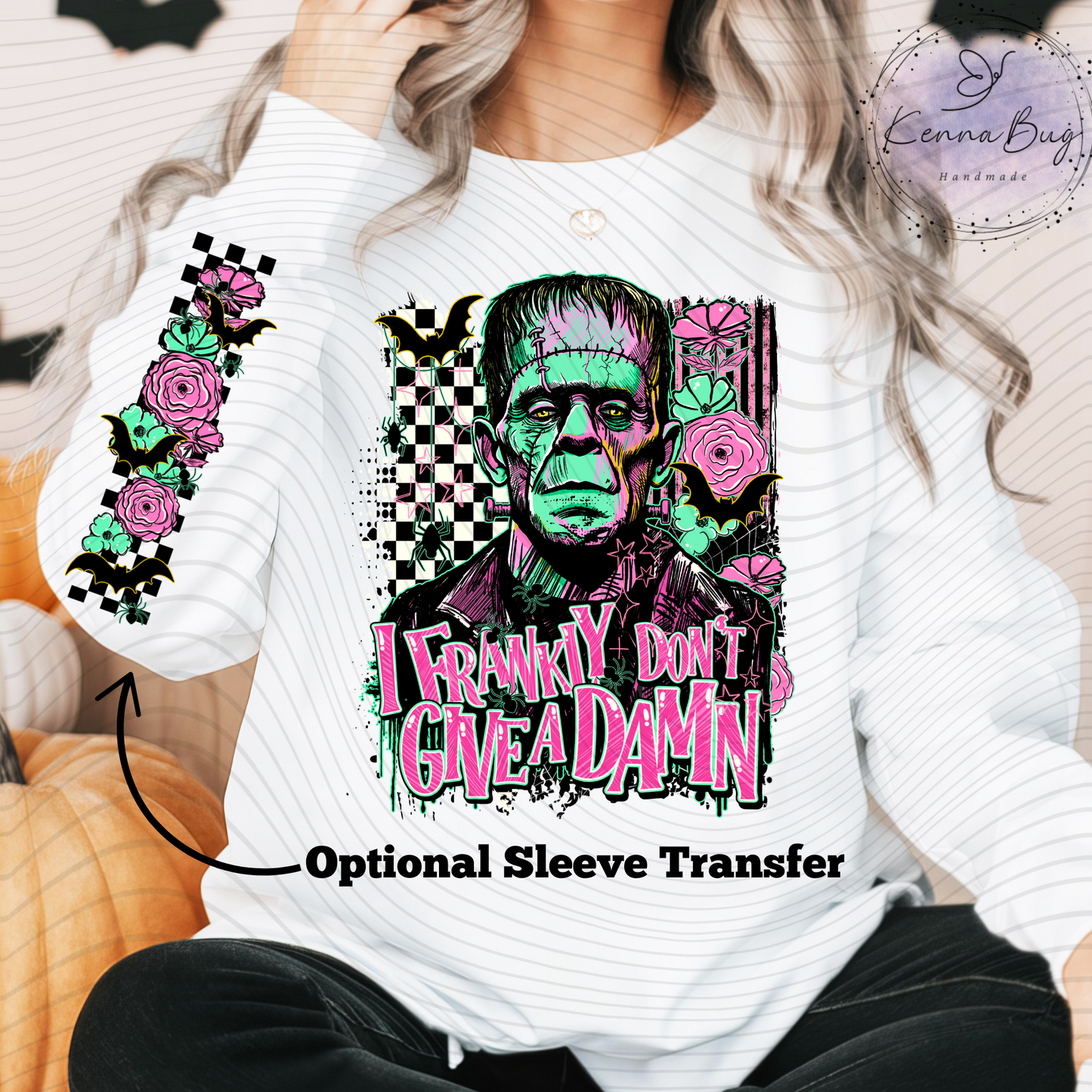 I Frankly Don't Give a Damn, Frankenstein, Bats, Spooky, DTF Transfer, Ready to Press, Shirt Transfer, Heat Transfer, Direct to film Transfer