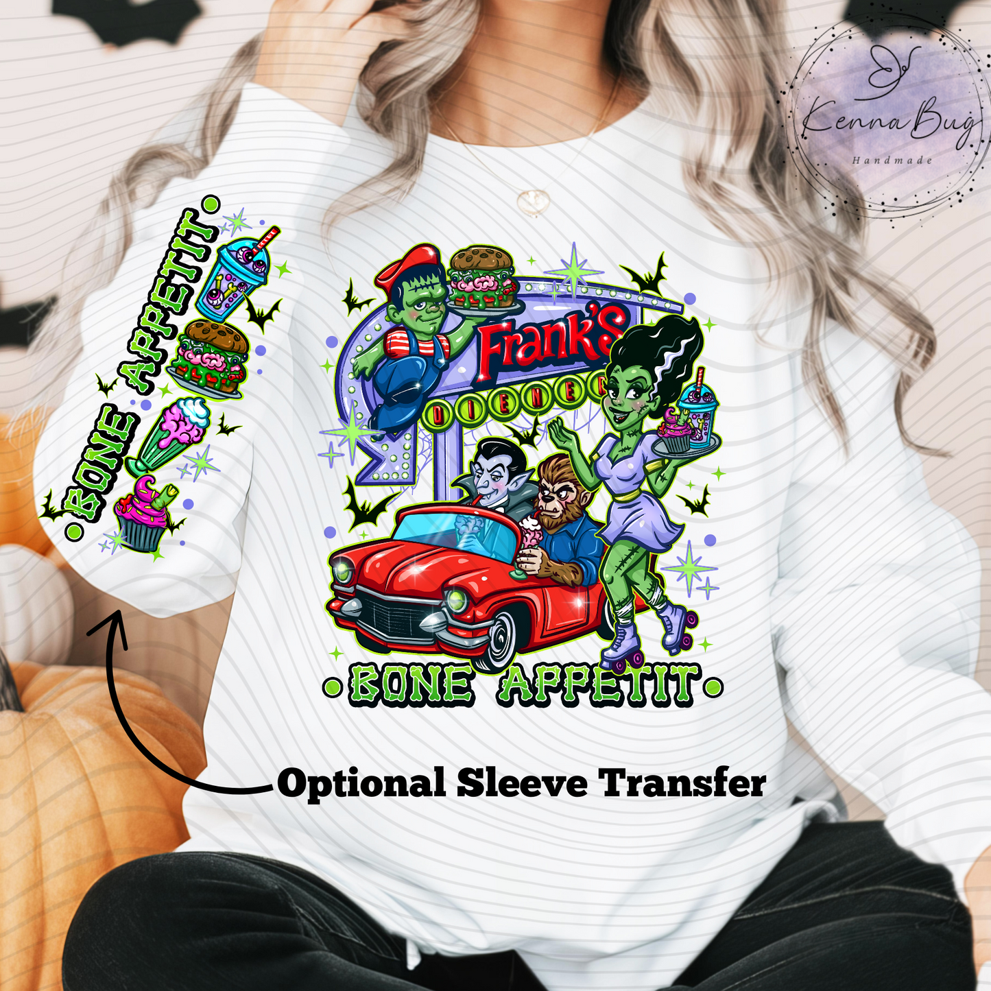 Franks DIE-ner, Bone Appetit, Frankenstein, Spooky, DTF Transfer, Ready to Press, Shirt Transfer, Heat Transfer, Direct to film Transfer