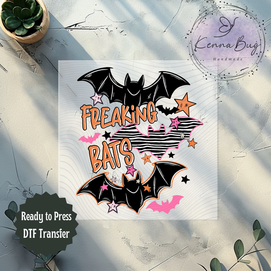 Freaking Bats, Halloween, Spooky, DTF Transfer, Ready to Press, Shirt Transfer, Heat Transfer, Direct to film Transfer