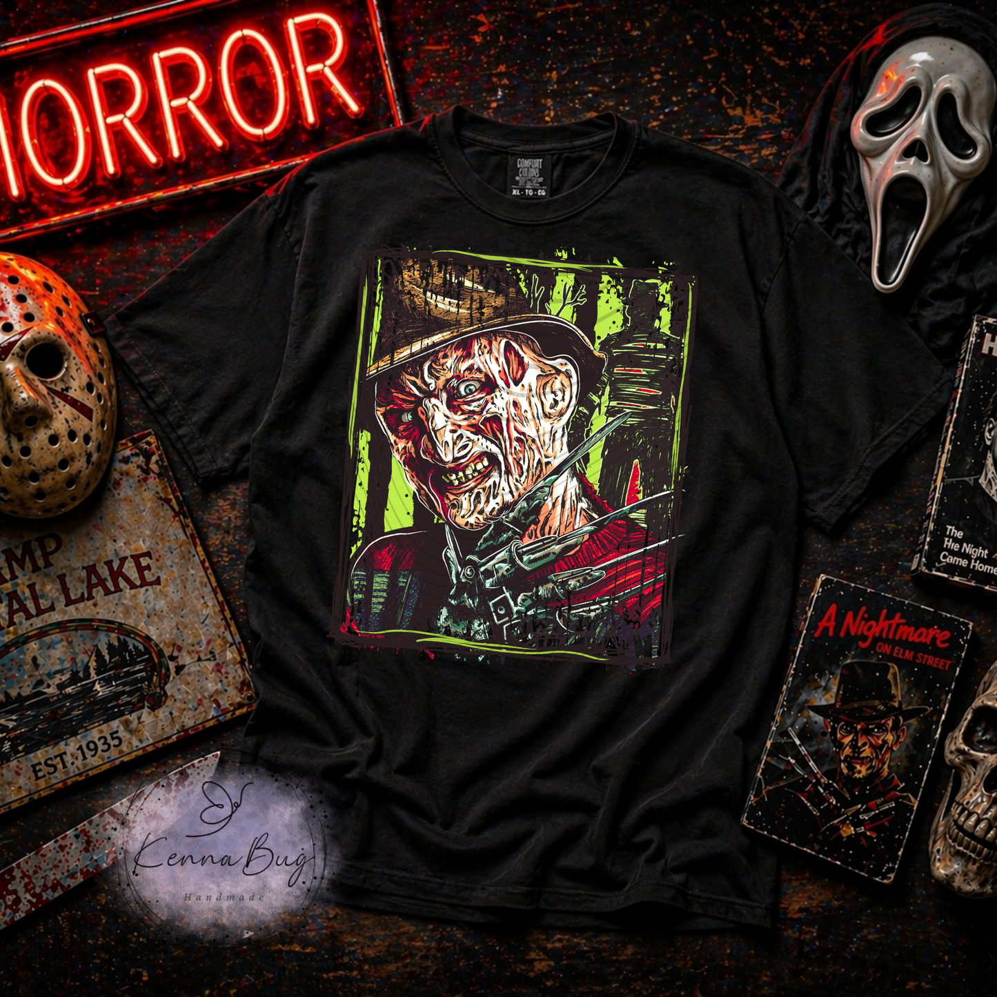 Freddy, Nightmare, Green, Horror Movie, DTF Transfer, Ready to Press, Shirt Transfer, Heat Transfer, Direct to film Transfer