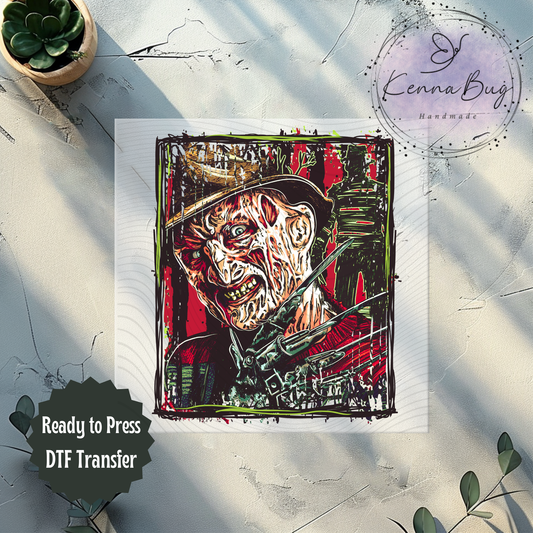 Freddy, Nightmare, Red, Horror Movie, DTF Transfer, Ready to Press, Shirt Transfer, Heat Transfer, Direct to film Transfer
