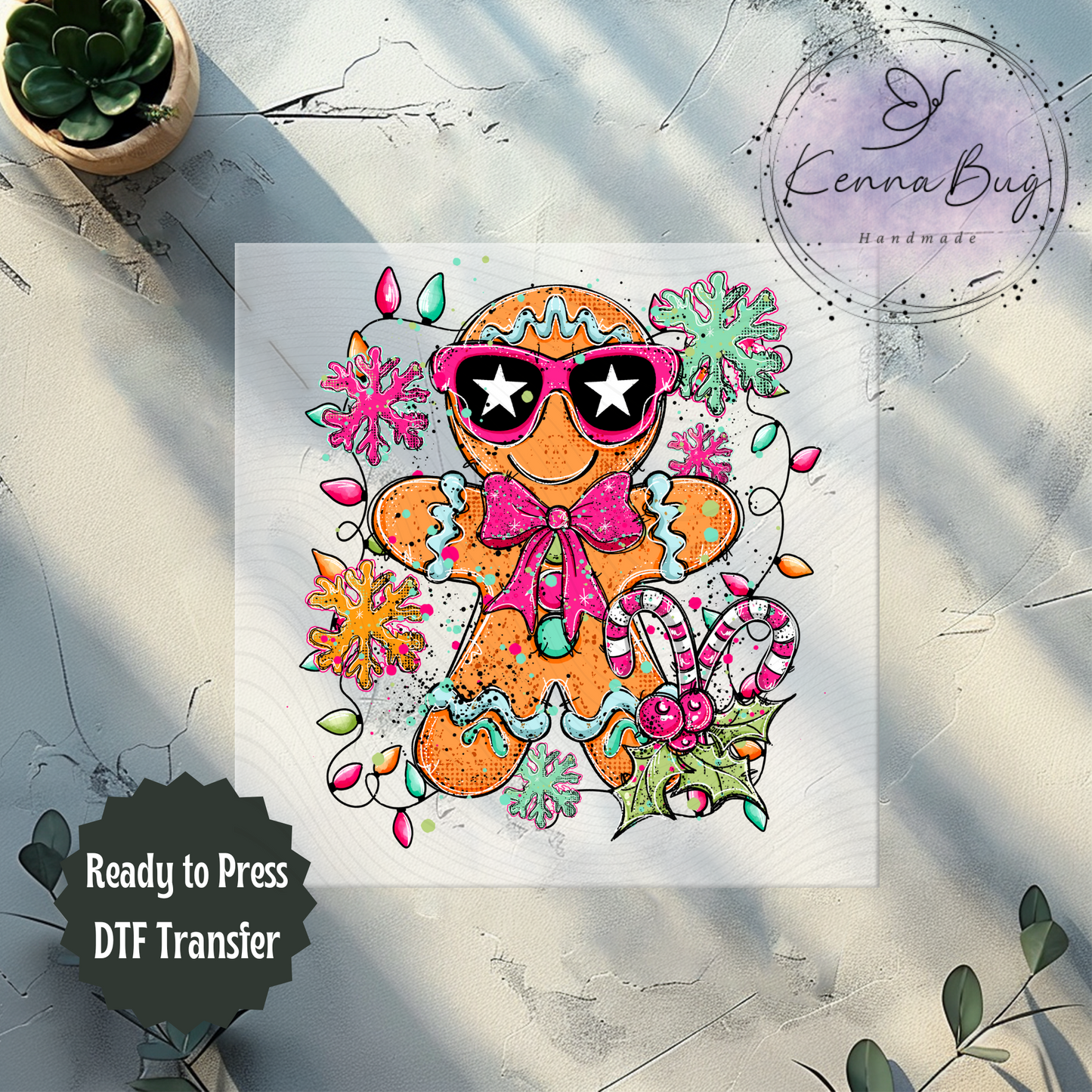 Gingerbread Doodle, Christmas, DTF Transfer, Ready to Press, Shirt Transfer, Heat Transfer, Direct to film Transfer