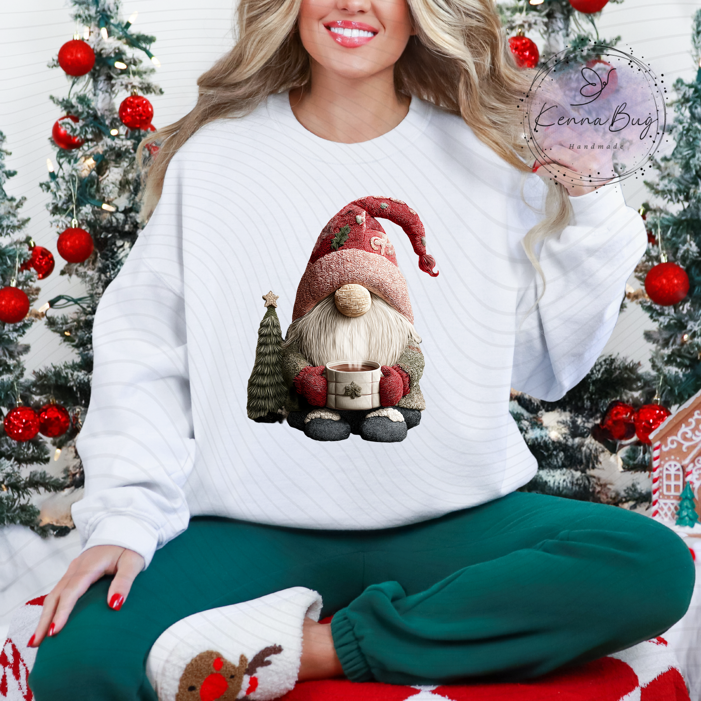 Faux Yarn, Faux Patchwork, Christmas Tree Gnome, DTF Transfer, Ready to Press, Shirt Transfer, Heat Transfer, Direct to film Transfer