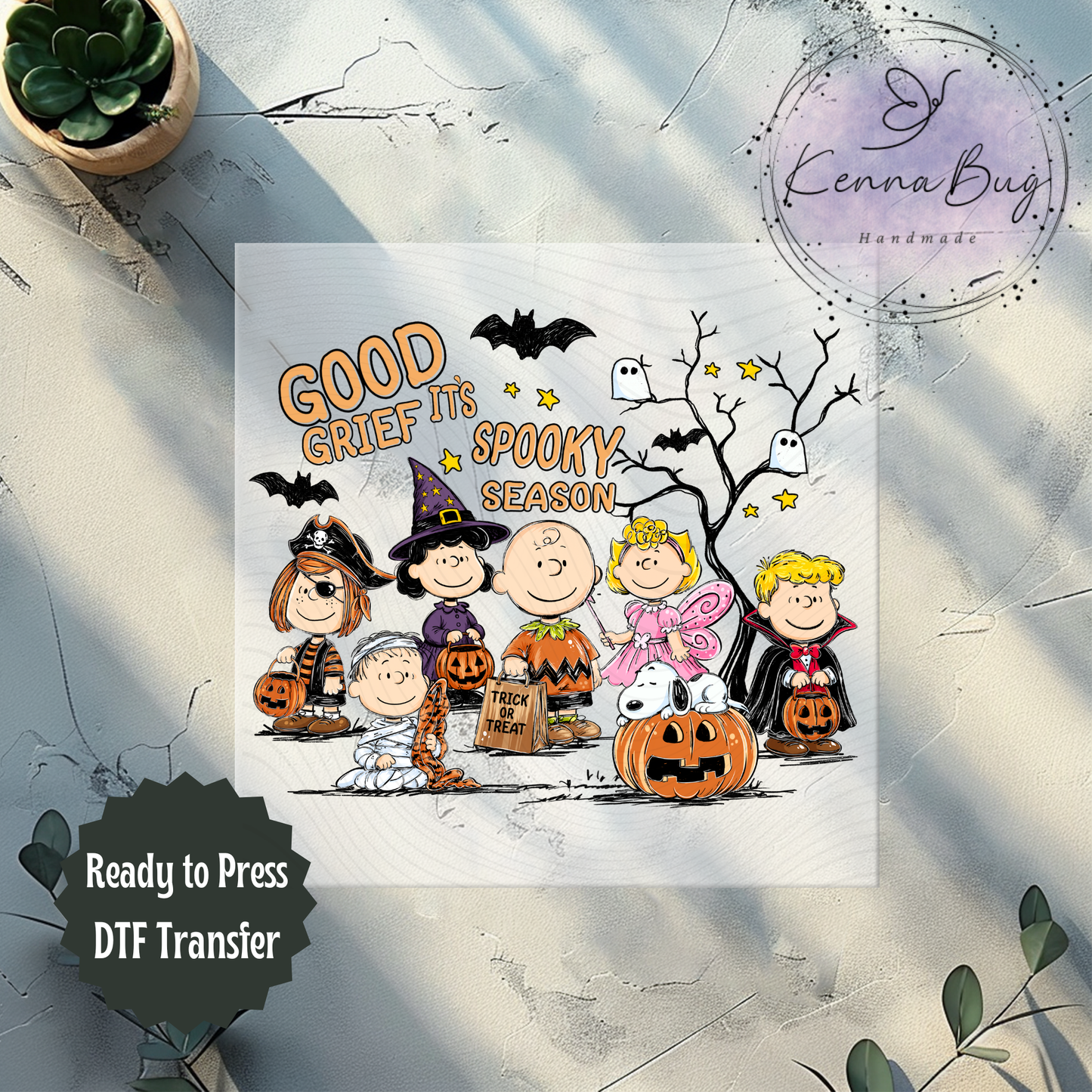 Good Grief its Spooky Season, Halloween, Charlie and Gang, DTF Transfer, Ready to Press, Shirt Transfer, Heat Transfer, Direct to film Transfer