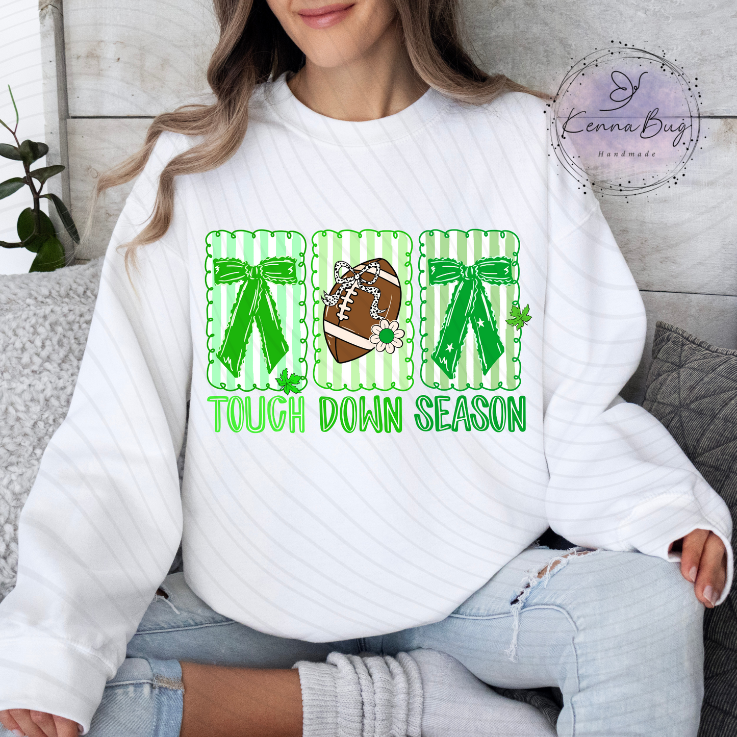 Football, Touchdown Season, Coquette, Green, DTF Transfer, Ready to Press, Shirt Transfer, Heat Transfer, Direct to film Transfer