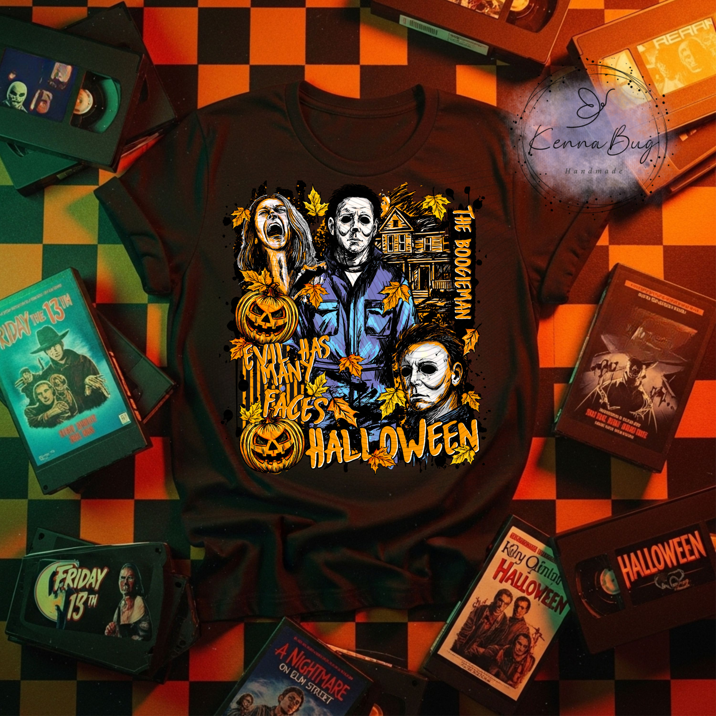 Evil has many Faces, Halloween, Horror Movie, DTF Transfer, Ready to Press, Shirt Transfer, Heat Transfer, Direct to film Transfer