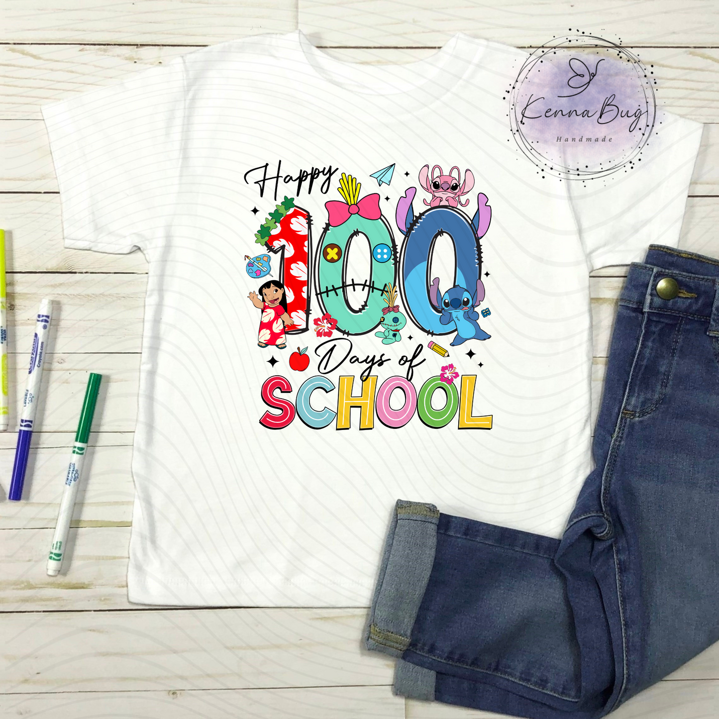 Happy 100 Days of School, Stich, DTF Transfer, Ready to Press, Shirt Transfer, Heat Transfer, Direct to film Transfer