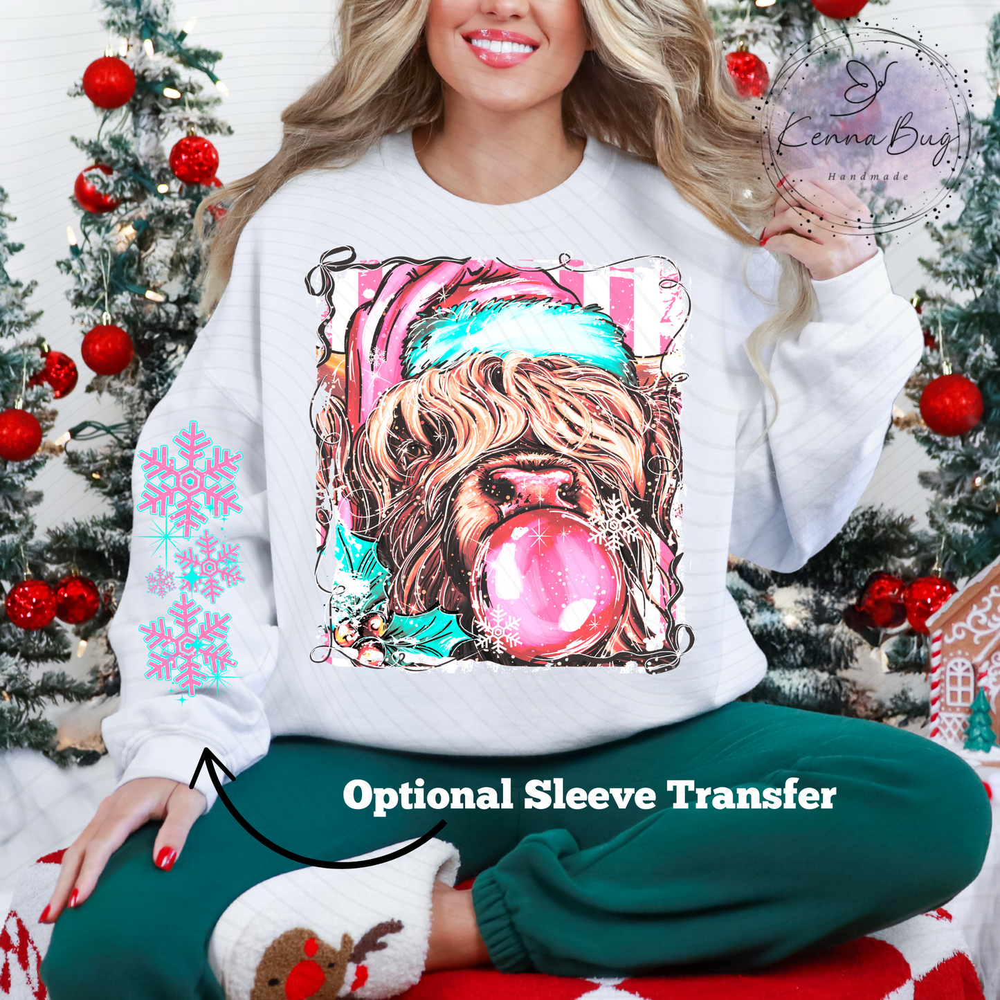 Winter Highland Cow, Selfie, Santa Hat, Christmas, DTF Transfer, Ready to Press, Shirt Transfer, Heat Transfer, Direct to film Transfer