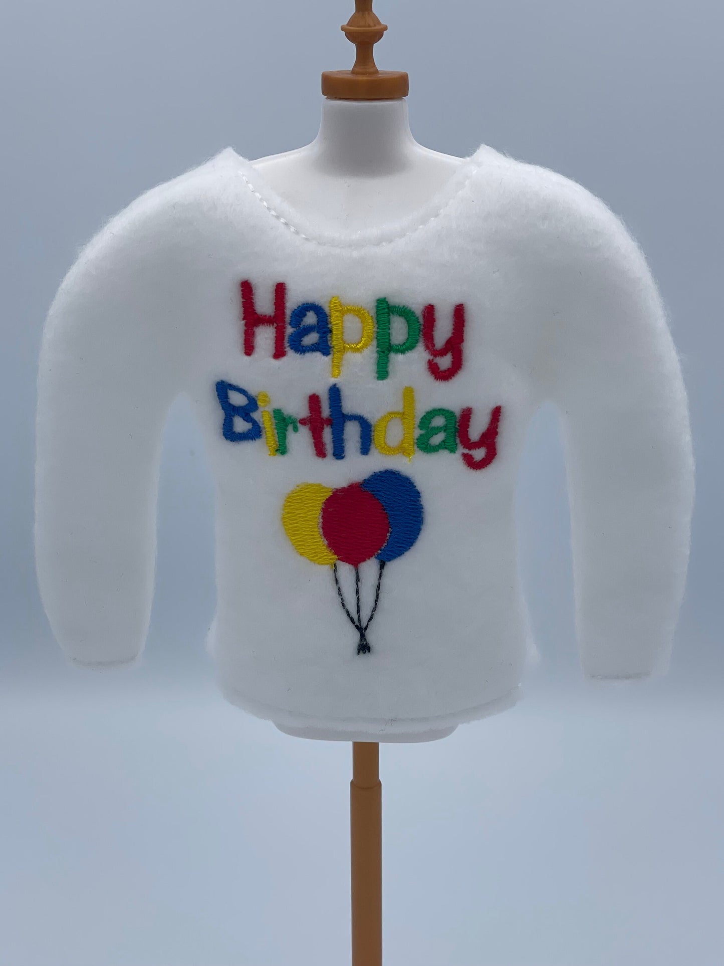 Happy Birthday, Balloons, Elf Sweater, Christmas Elf, Elf Costume, Elf Clothes, Elf Shirt, Elves, Doll Clothes