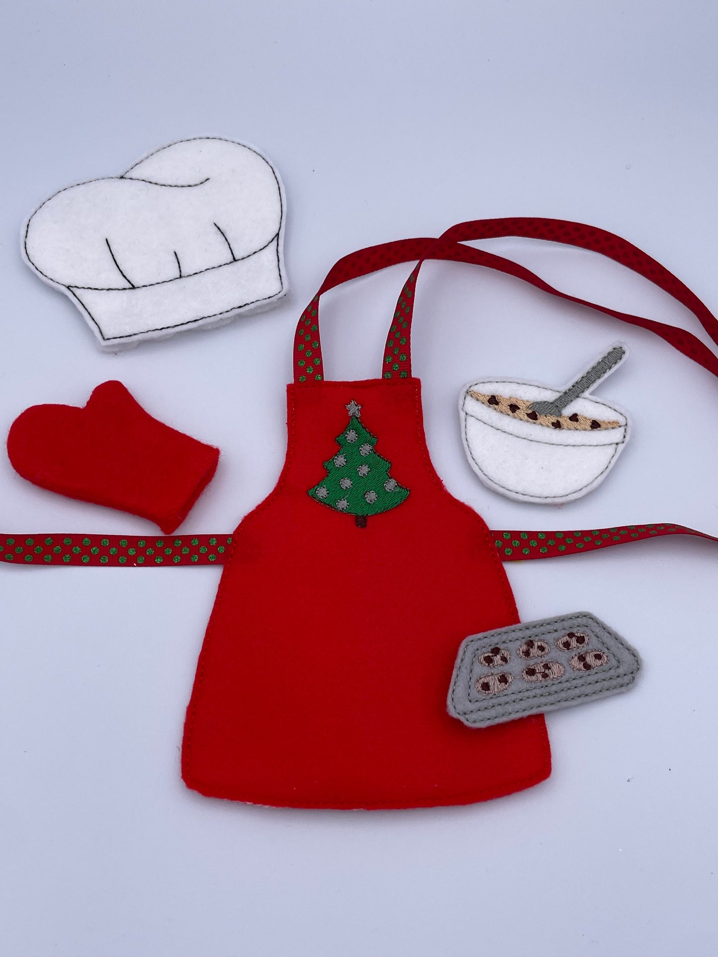 Elf Baker Set, Cookies, Apron, Elf Accessories, Elf Set, Christmas Elf, Elf Costume, Elf Clothes, Elf Shirt, Elves, Doll Clothes