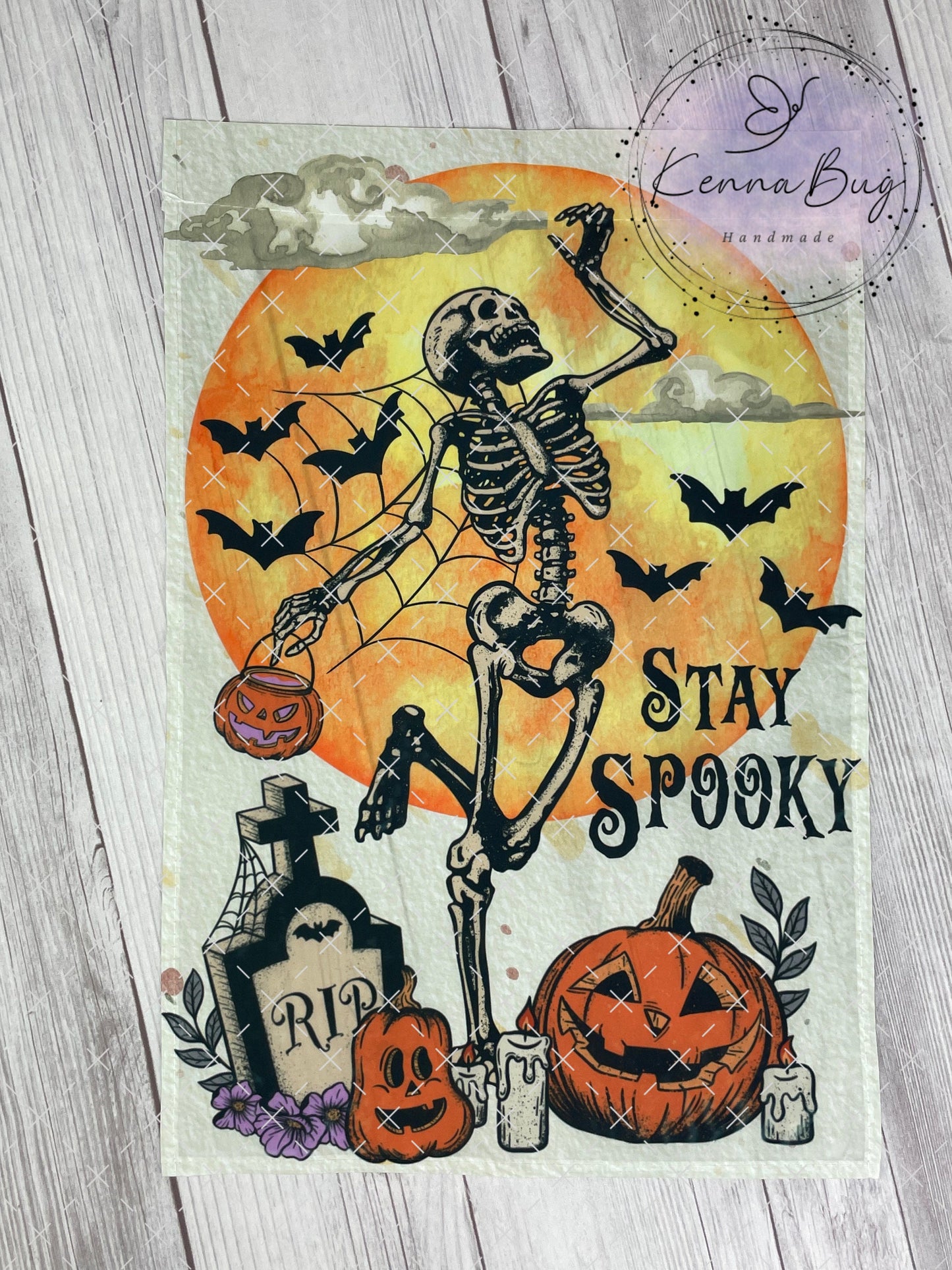 Stay Spooky, Garden Flag, Halloween, Skeleton, Bats, Pumpkin, Yard Flag