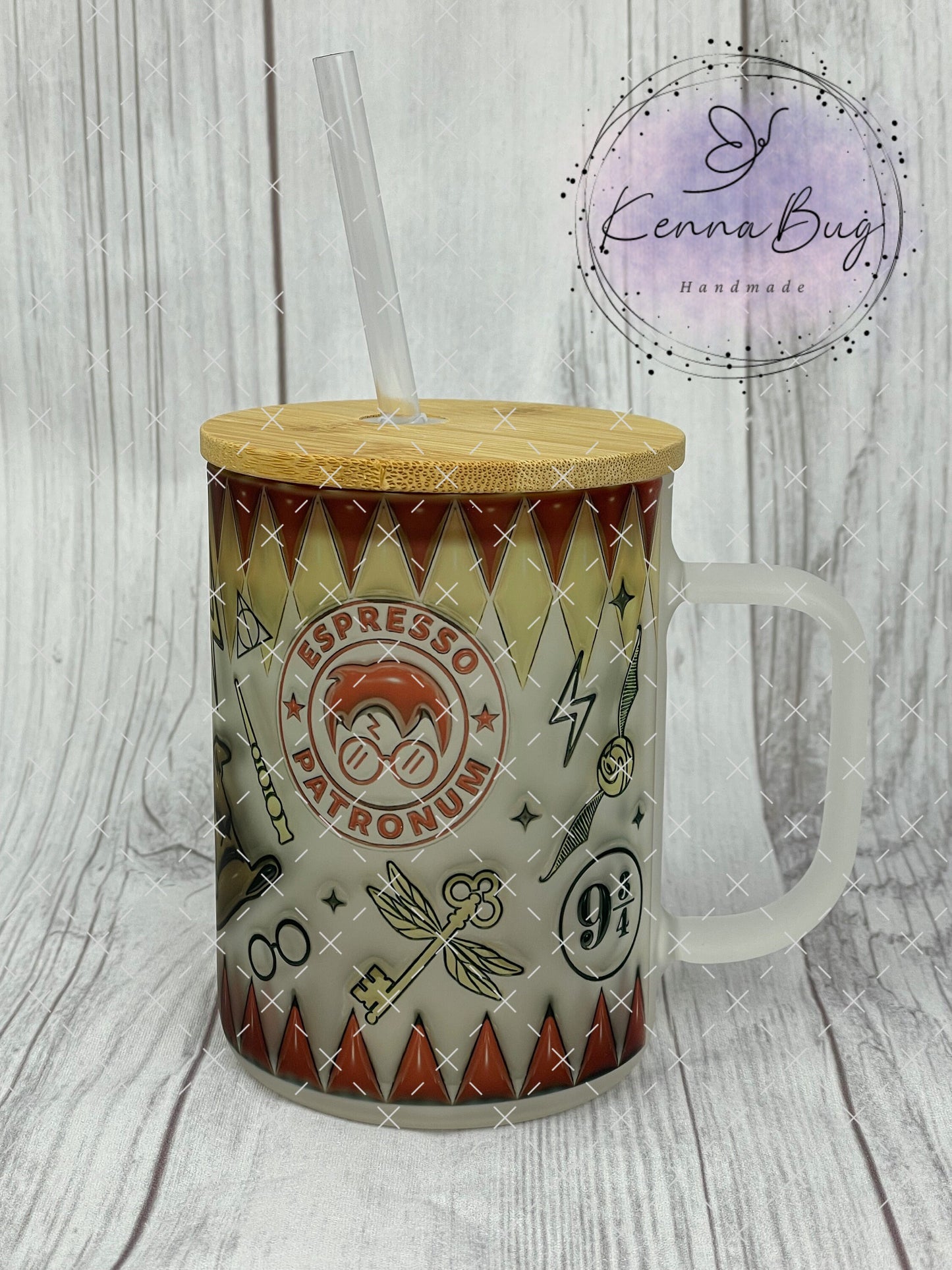 Espresso Patronum, 16oz Frosted Cup With Handle, Sublimation, Gift, Mothers Day Gift, Gifts for Her, Glass Tumbler, Iced Coffee, Coffee Cup