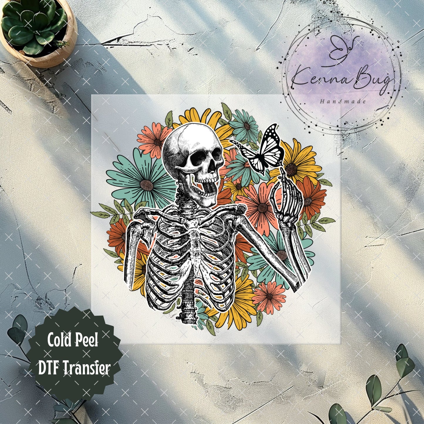 Floral Skeleton, DTF Transfer, Ready to Press, Shirt Transfer, Heat Transfer, Direct to film Transfer