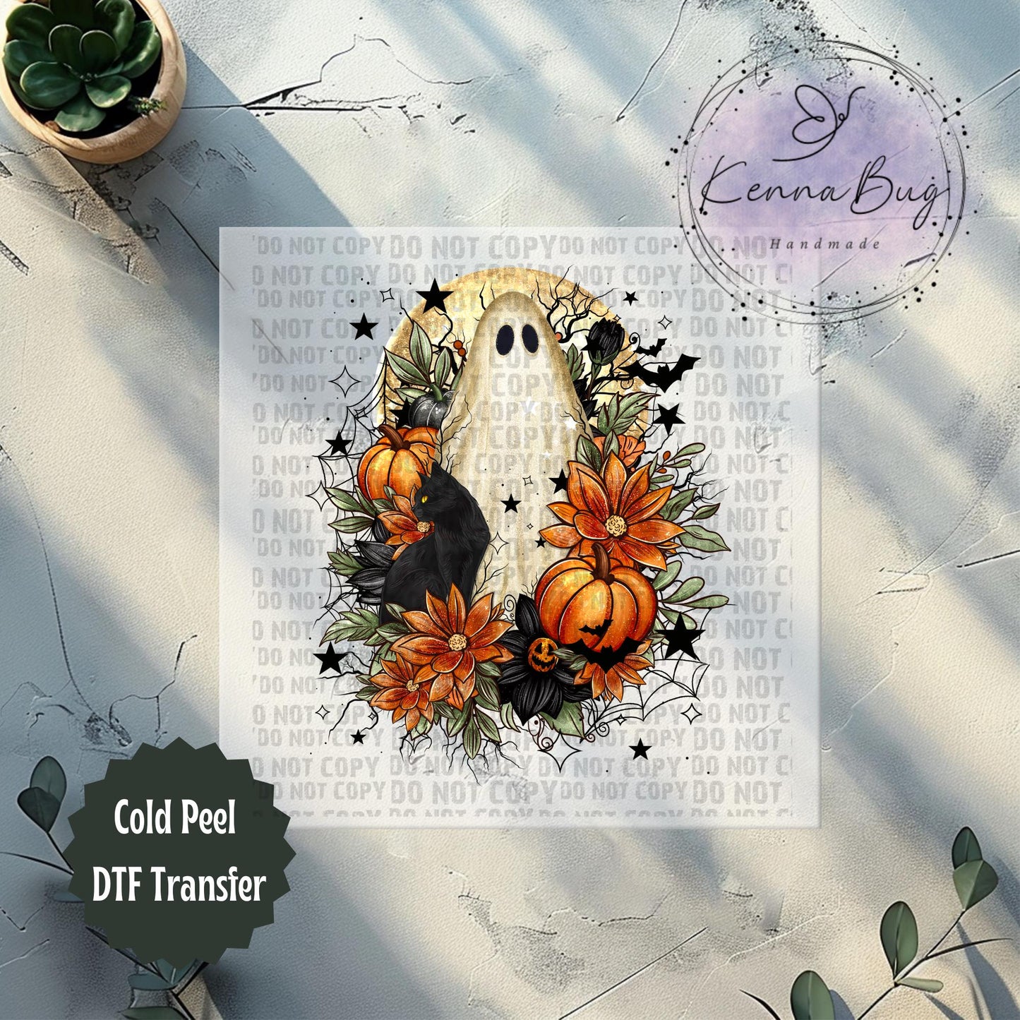 Floral Ghost, Pumpkin, Halloween, DTF Transfer, Ready to Press, Shirt Transfer, Heat Transfer, Direct to film Transfer