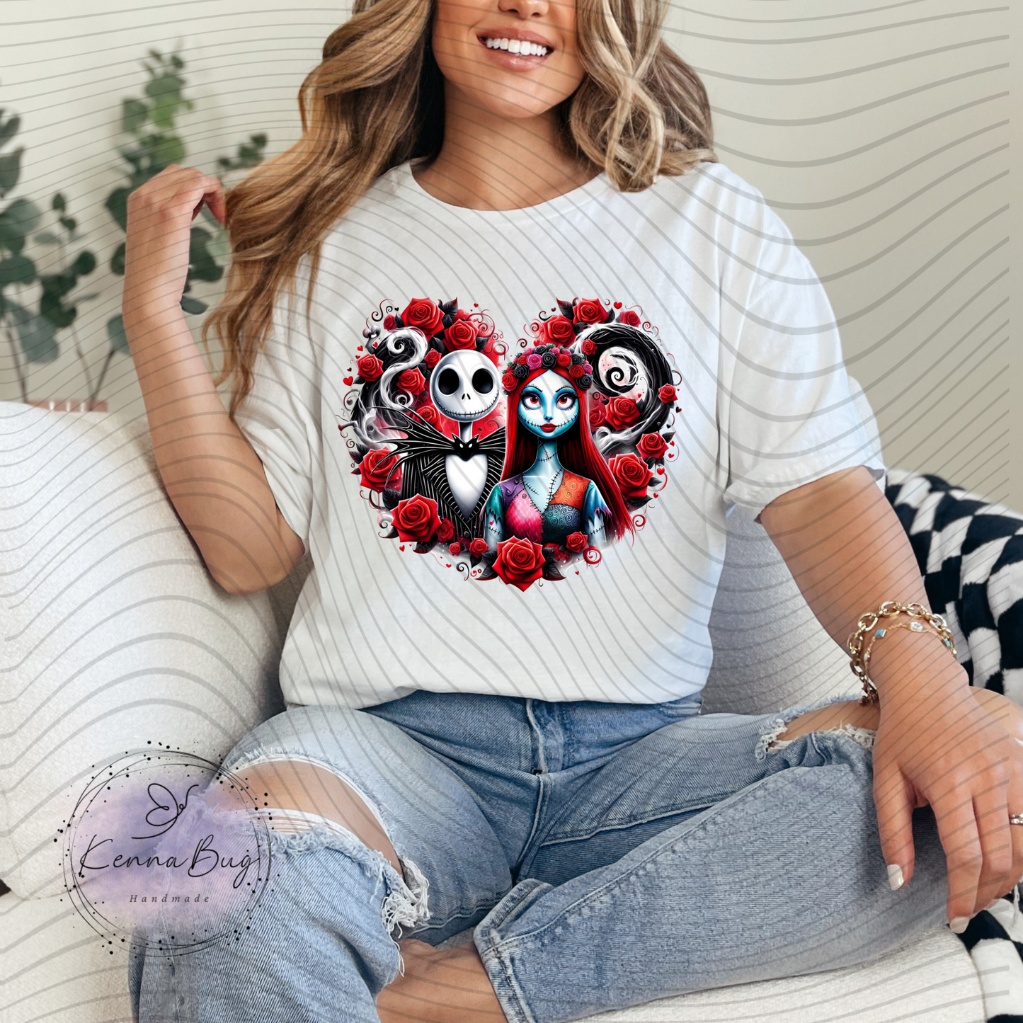 Jack and Sally Valentine, Valentines Day, DTF Transfer, Ready to Press, Shirt Transfer, Heat Transfer, Direct to film Transfer